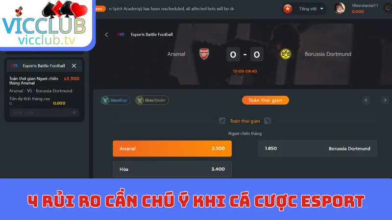 4 rủi ro cần chú ý khi cá cược Esport