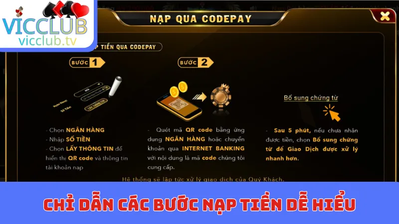 Chỉ dẫn các bước nạp tiền dễ hiểu