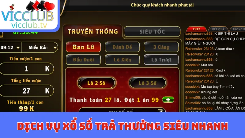 Dịch vụ xổ số trả thưởng siêu nhanh và minh bạch