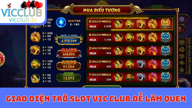 Giao diện trò Slot Vic club dễ làm quen