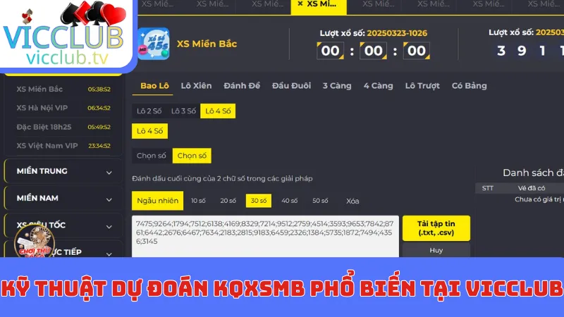 Kỹ thuật dự đoán KQXSMB phổ biến tại Vicclub
