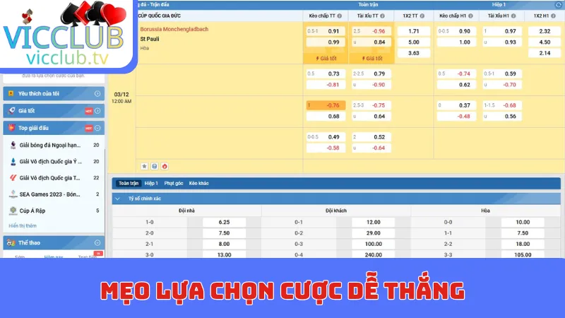 Mẹo lựa chọn cược dễ thắng