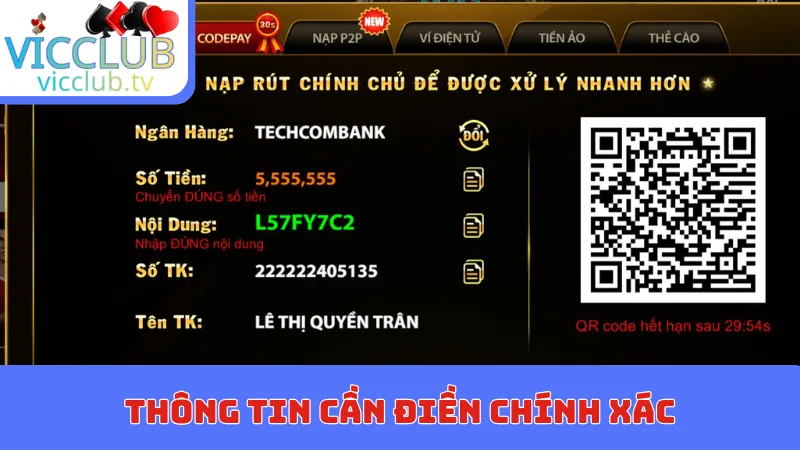 Thông tin cần điền chính xác